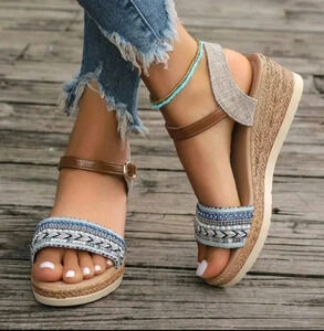 Wedge SandalsWith Waterproof Platform,Summer Fashionable Thick HeelFlat Sandals